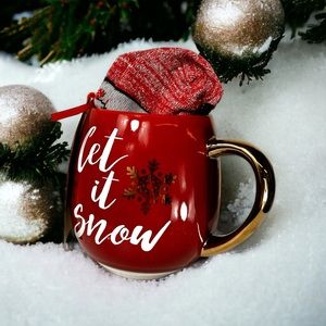 WINTER WONDER socks n' a mug set NEW gold handle/detailing women's socks LTD ED